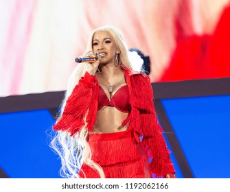New York, NY - September 29, 2018: Cardi B performs on stage during 2018 Global Citizen Festival: Be The Generation in Central Park