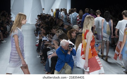 New York, NY - September 6, 2014: Models walk runway for Lacoste collection by Felipe Oliveira Baptista as Bill Cunningham of The New York Times takes pictures at Spring/Summer 2015 Fashion week