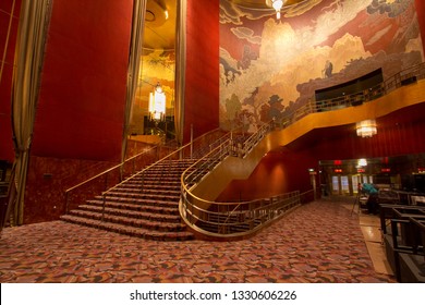 New York, NY / United States - Feb. 15, 2015: Interior Landscape View Of The Famous Landmark Radio City Music Hall