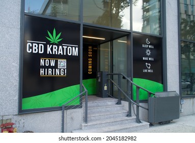 New York, NY  United States - September 18 2021: New CBD Store. Exterior Storefront With Signs Indicating They Are 