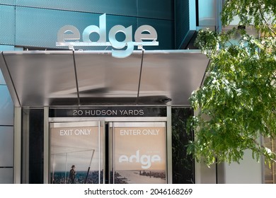 New York, NY  - United States - Aug. 20, 2021: The Edge, A 1,100 Foot-tall Observation Deck Entrance Sign