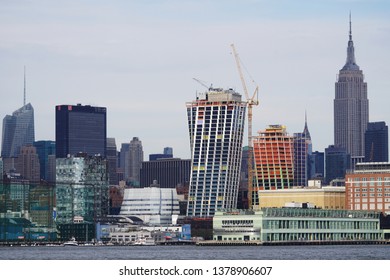 New York, NY / USA - April 23, 2019: Bjarke Ingels Twisting High Line Towers