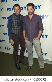 New York, NY USA - April 5, 2016: Drew Scott, Jonathan Scott  Attend 92Y Talks Willie Geist With Property Brothers Drew & Jonathan Scott At 92nd Street Y