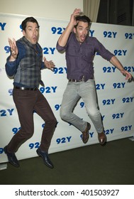 New York, NY USA - April 5, 2016: Drew Scott, Jonathan Scott  Attend 92Y Talks Willie Geist With Property Brothers Drew & Jonathan Scott At 92nd Street Y