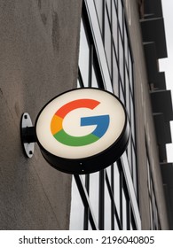  
New York, NY, USA - August 22, 2022: Close Up Of Google Logo On Its Office Building In New York City, USA. Google LLC Is An American Multinational Technology Company.