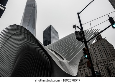 New York NY USA Dec 29 2019: Oculus And Freedom Tower Buildinngs