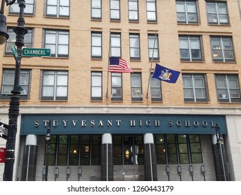 New York, NY / USA - December 17 2018: Stuyvesant High School. The Most Selective Of The Specialized High Schools In The NYC Public School System. 