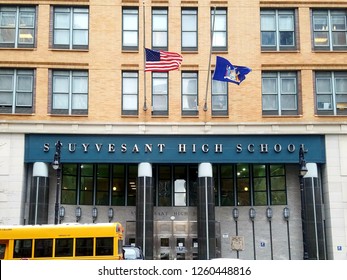 New York, NY / USA - December 17 2018: Stuyvesant High School. The Most Selective Of The Specialized High Schools In The NYC Public School System. 