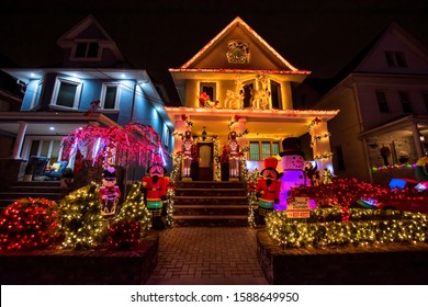  New York, NY, USA - December 7, 2019. Dyker Heights District Christmas Lights, New York, USA. 