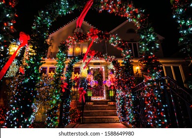  New York, NY, USA - December 7, 2019. Dyker Heights District Christmas Lights, New York, USA. 