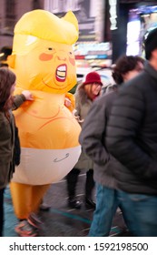 New York, NY / USA - December 17 2019:  Anti-Trump Impeachment Rally In Times Square, Article II, Section 4