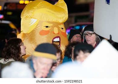 New York, NY / USA - December 17 2019:  Anti-Trump Impeachment Rally In Times Square, Article II, Section 4