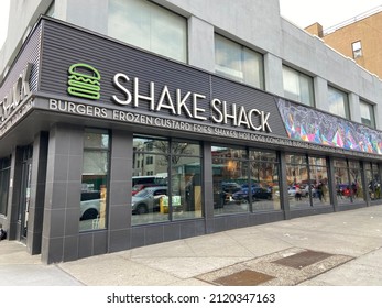 New York, NY USA - February 8, 2022 : The Shake Shack on 125th Street in Harlem, New York City, USA