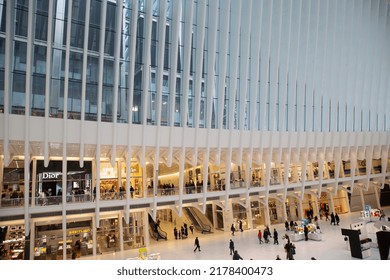 New York, NY, USA - February 1st, 2017 - People Walking In The Oculus Manhattan