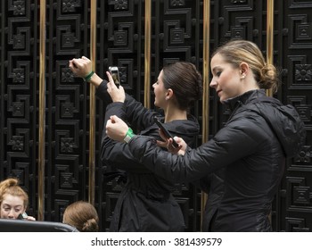 New York, NY USA - February 23, 2016: Dancers Line Up Outside Radio City Music Hall For Rockette Auditions In Rockettes New York Spectacular