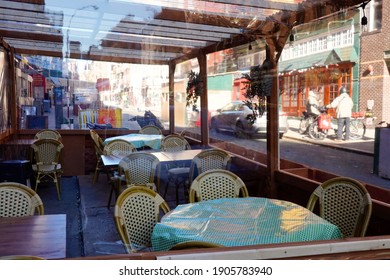 New York, NY USA - Jan. 30, 2021: Restauranteurs In Manhattan's Little Italy Created Weather Protected Outdoor Dining Areas After New York Officials Barred Indoor Dining In Response To COVID-19.