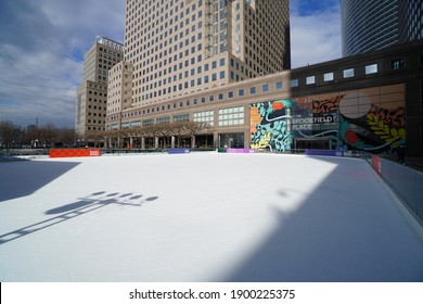 New York, NY, USA - January 22, 2021: Rink At Brookfield Place In New York.