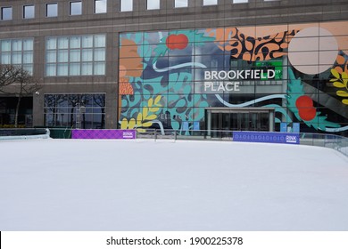 New York, NY, USA - January 22, 2021: Rink At Brookfield Place In New York.