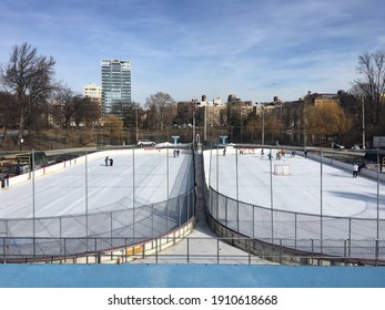 New York, NY USA - January 15, 2019 : Lasker Rink Run By The Trump Organization Near The Harlem Meer In Central Park