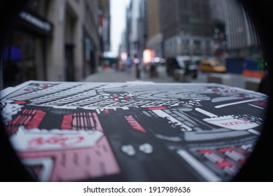 New York, NY, USA. January 31, 2021. One Dollar Pizza Box In Times Square.