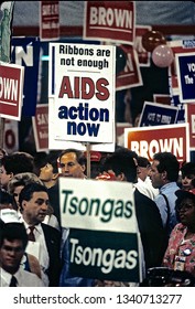 New York, NY., USA, July 13, 1992
Delegates Hold Up Signs On The Floor At The Democratic National Convention.
