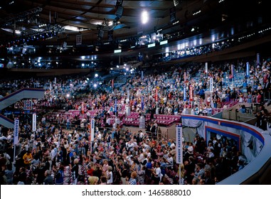 New York, NY., USA, July, 14, 1992Delegates to the Democratic National Convention flood the floor of Madison Square Garden during the second night of the convention. 