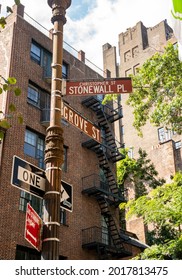 New York, NY - USA - July 30, 2021: A Street Sign For Christopher Street; In The West Village Neighborhood Of Manhattan. Famous For The Stonewall Inn And The Beginning Of Gay Rights Movement.