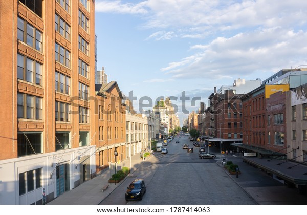 New York, NY\
/ USA - July 28 2020: A view of Meatpacking district on the west\
side of Manhattan in New York\
City