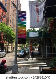 New York, NY, USA - June 20, 2019: The Stonewall Inn Uprising Originated One Block From The Intersection Of Gay And Christopher Streets In Greenwich Village With A New Sign That Says It All.