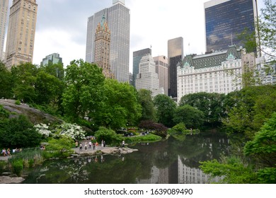 New York, NY, USA - June 5, 2019: People relaxing in Central Park located in Midtown Manhatten