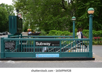 New York, NY, USA - JUNE 6, 2019: Entrance To Subway In Manhattan