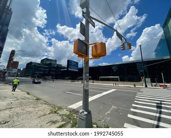 New York, NY  USA - June 12, 2021: New York City, Jacob Javits Center During Covid-19 Pandemic Converted To Mass Vaccination Site 