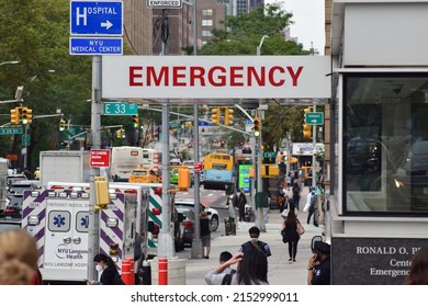 New York NY  USA - June 28, 2020: New York City, NYU Hospital Emergency Department And Street