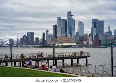 New York, NY, USA - June 12, 2022: Hudson Yards Seen From Pier C In Hoboken.