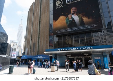 New York, NY, USA - June 2, 2022: Entrance To Pennsylvania Station.