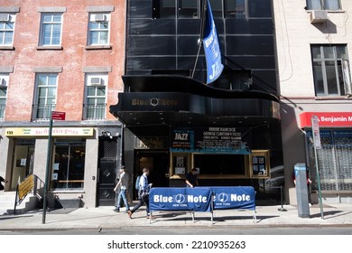 New York, NY, USA - June 8, 2022: The Blue Note Jazz Club In Greenwich Village.