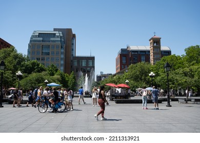 New York, NY, USA - June 4, 2022: People In Washington Square Park In Summer.