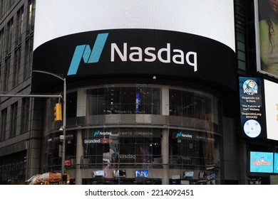 New York, NY, USA - June 3, 2022: The Nasdaq MarketSite In Times Square.