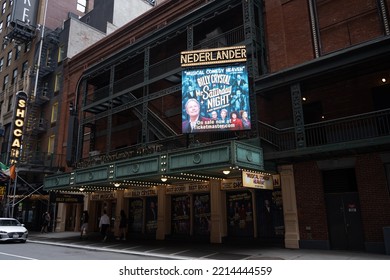 New York, NY, USA - June 9, 2022: The Nederlander Theatre, With Mr. Saturday Night Playing.