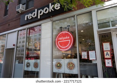 New York, NY, USA - June 6, 2022: Red Poke, A Korean Fast Casual Restaurant.