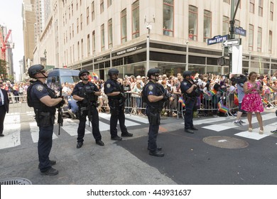 New York, NY USA - June 26, 2016: Counter Terrorism Police Unit Attend 46th Annual Pride Parade To Celebrate Gay, Lesbian And Transgender Community In New York City