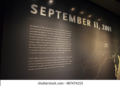 New York, NY, USA. June, 2016: Interior Of The 9/11 National Memorial Museum In New York City.
