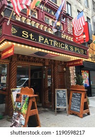 New York, NY, USA March 1, 2018 St Patrick's Pub, An Irish Pub In New York City Is Open For Business At Happy Hour