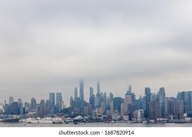 New York, NY / USA - March 30 2020: Hospital Ship USNS Comfort Arrives In New York City