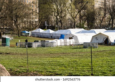 New York, NY / USA - March 29 2020: Samaritan’s Purse Field Hospital During Coronavirus Pandemic City Lockdown