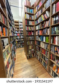 New York, NY  USA - March 1, 2021: New York City, Rows Of Books Inside Strand Bookstore