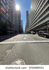 New York, NY  USA - March 10, 2021: New York City, Empty Streets During Last Months Of Covid-19 Pandemic Crisis In Manhattan