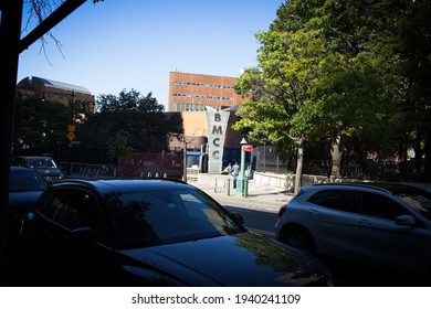 New York, NY, USA - March 21, 2021: Entrance To The Borough Of Manhattan Community College On Chambers Street