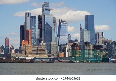 New York, NY, USA - March 27, 2021: Hudson Yards Seen From Hoboken.