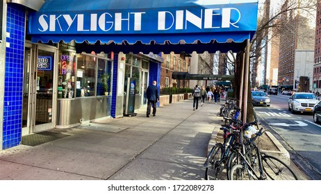 New York, NY, USA - May 4, 2020: Diner On West 34th Street Open 24 Hours